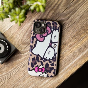 Hello Kitty Leopard Muster Handyhülle | Niedliche Katzen Muster iPhone Hülle Bild 3