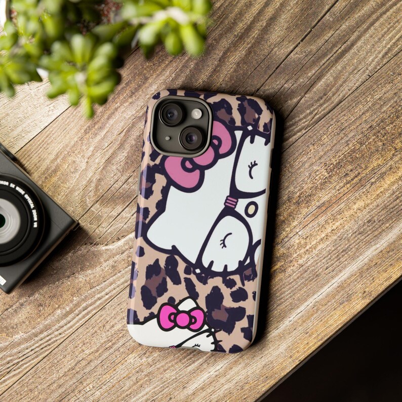 Hello Kitty Leopard Muster Handyhülle | Niedliche Katzen Muster iPhone Hülle Bild 3