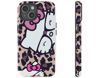 Custodia per telefono Hello Kitty con stampa leopardata / Cover per iPhone con motivo a gatto carino