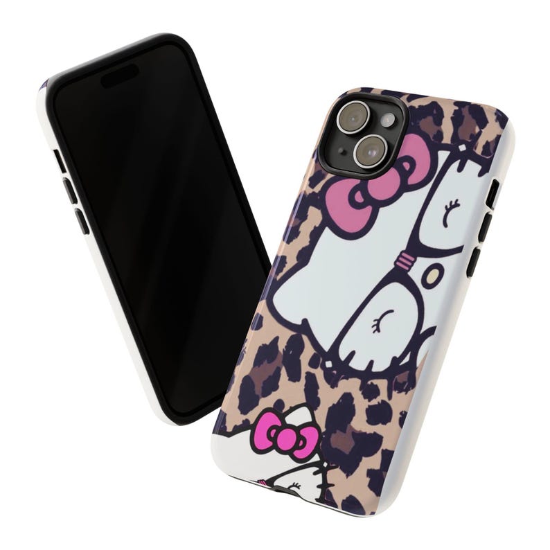 Hello Kitty Leopard Muster Handyhülle | Niedliche Katzen Muster iPhone Hülle Bild 8