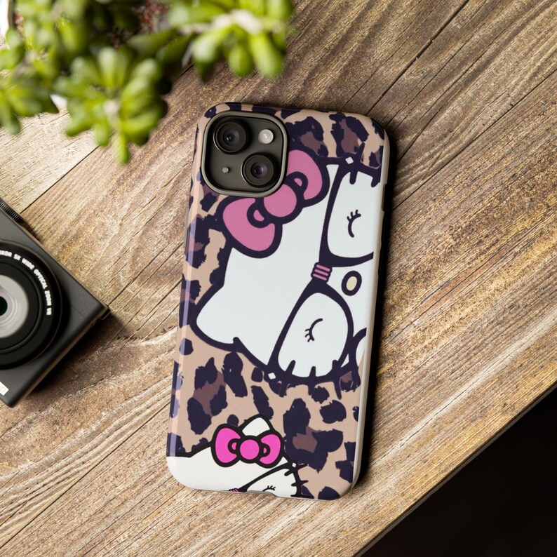 Hello Kitty Leopard Muster Handyhülle | Niedliche Katzen Muster iPhone Hülle Bild 9