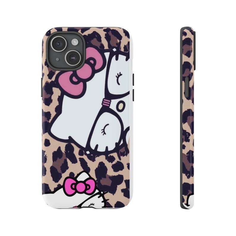 Hello Kitty Leopard Muster Handyhülle | Niedliche Katzen Muster iPhone Hülle Bild 7