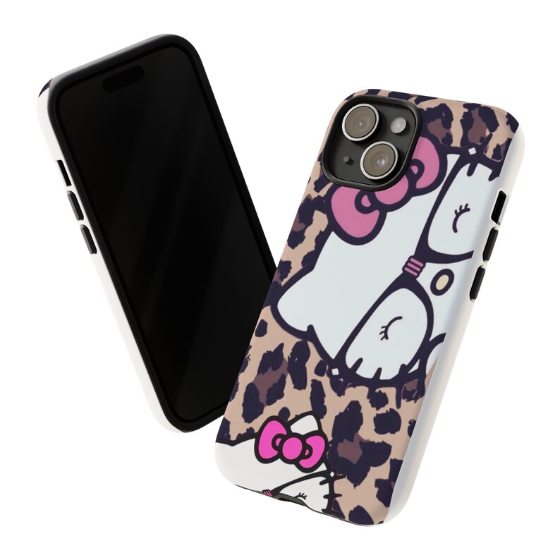 Hello Kitty Leopard Muster Handyhülle | Niedliche Katzen Muster iPhone Hülle Bild 5