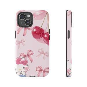 Kawaii Kirsch Schleife Hello Kitty Handyhülle | Robuste Hülle Bild 1