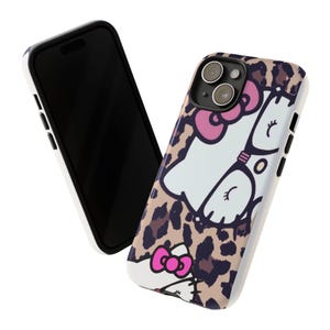 Hello Kitty Leopard Muster Handyhülle | Niedliche Katzen Muster iPhone Hülle Bild 2