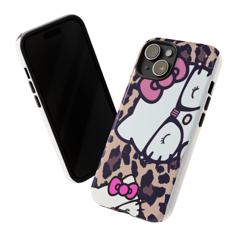 Hello Kitty Leopard Muster Handyhülle | Niedliche Katzen Muster iPhone Hülle Bild 2