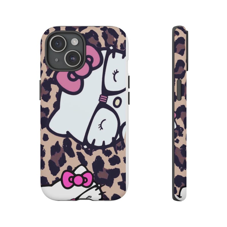 Hello Kitty Leopard Muster Handyhülle | Niedliche Katzen Muster iPhone Hülle Bild 4