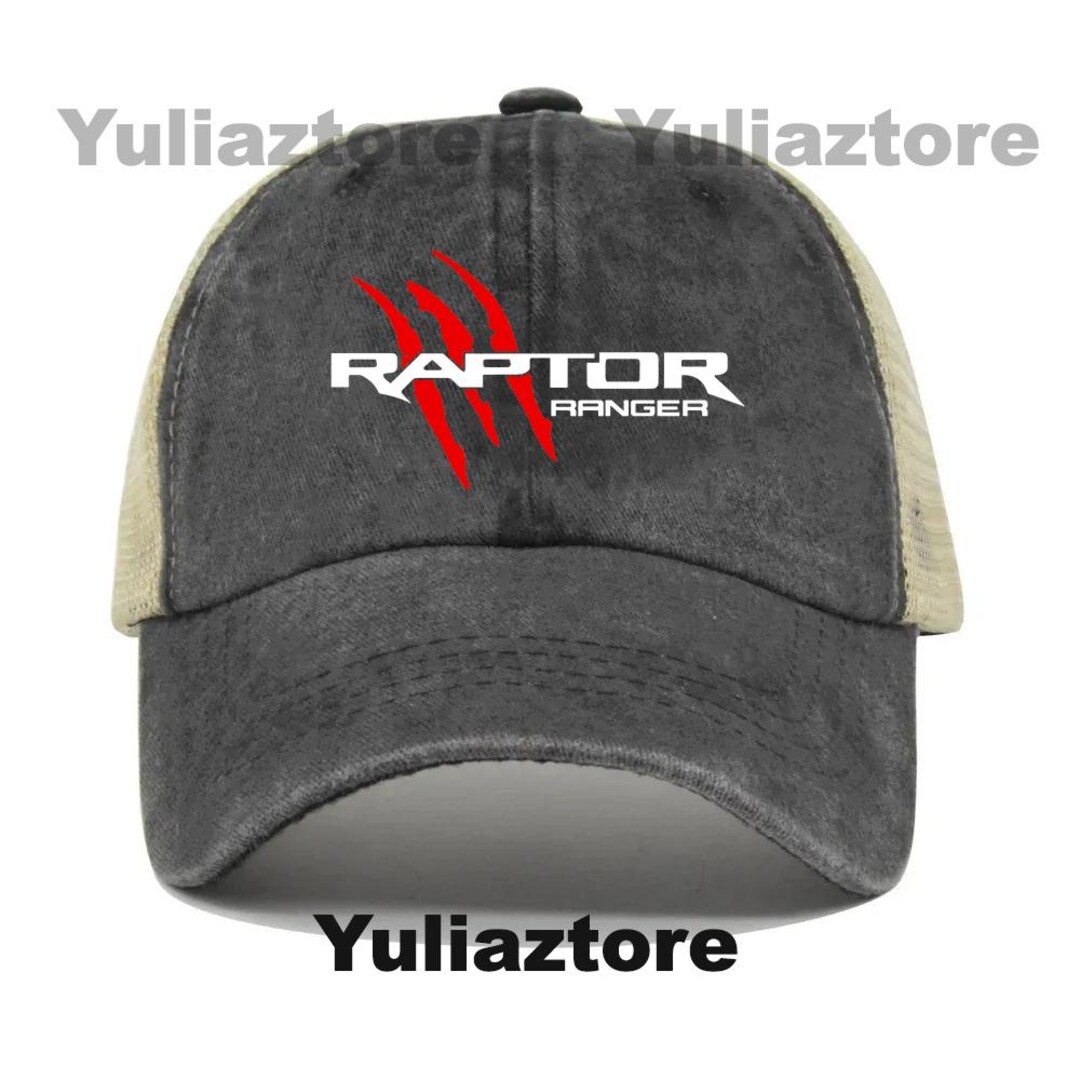 Riding Raptor Yellow Hat Ford Raptor Ranger Print Embroidery Logo Trucker Hat Washed Cotton Mesh ...