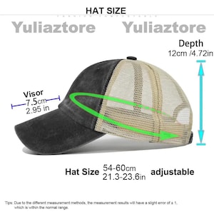 Pu&ograve; includere: Cappellino da baseball nero e beige con retro in rete, taglia regolabile 54-60cm e visiera di 7,5cm. La profondit&agrave; del cappello &egrave; di 12cm. Il testo "Yuliaztore" &egrave; visibile.