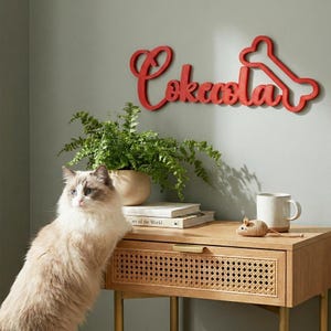 Personalized 3D Printed Pet Name Sign with Bone | Custom Wall Decor, PLA Material