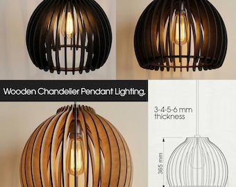 04-Lampa cięta laserowo, żyrandol z drewna, lampy wiszące, wzory lamp wiszących, grubość 3-4-5-6 mm, CNC