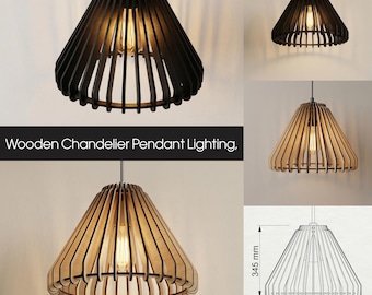 02-Lampa cięta laserowo, żyrandol z drewna, lampy wiszące, wzory lamp wiszących, grubość 3-4-5-6 mm, CNC