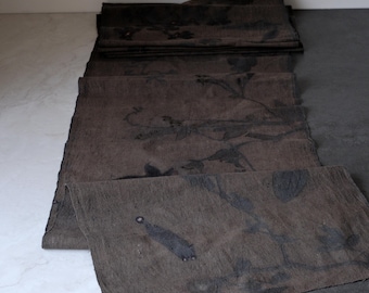 Handgemachter pflanzengefärbter Baumwollstoff – Chabu Teematte oder Tischdecke mit natürlichen Pflanzenfarben – 47 cm Breite – Meterware, sattere Farben