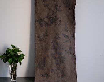 728 Handgemaakte, plantaardig geverfde katoenstof – Chabu-theedoek of tafelkleed met natuurlijke botanische print – op maat gesneden, op maat gesneden 728 Tapestry Shadow Fern