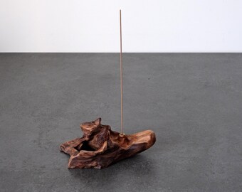 Handcrafted Camphor Wood Tea Tableware Series – Organic Wooden Incense Holder – 14x8x6 cm