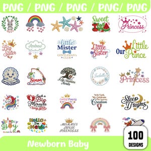 Newborn Baby, Embroidery Design Bundle, Quotes, Baby Shower Gifts, Animals   Nursery, PES DST Patterns