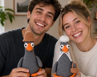 Conjunto de gansos de ganchillo a juego para parejas, regalo personalizado de ganso divertido para tu mejor amigo/a, pareja de peluches artesanales hechos a mano, símbolo de aniversario para almas gemelas