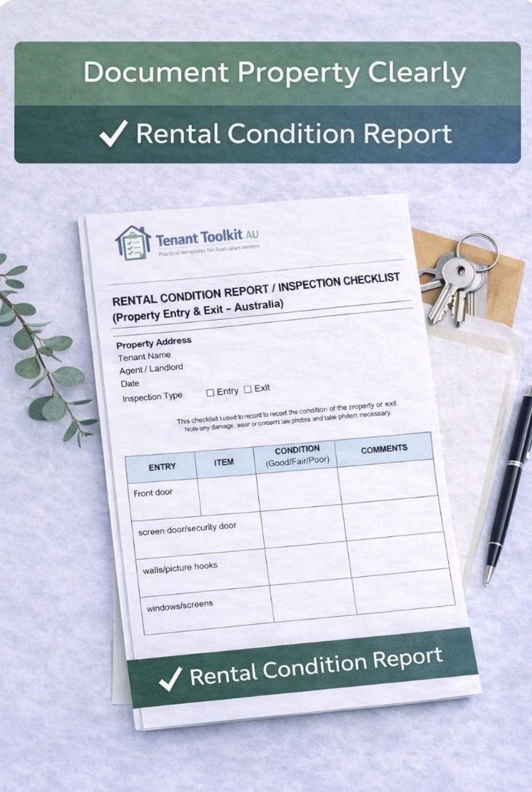 Complete Rental Condition Report Template (AU) – 11 Pages - Etsy