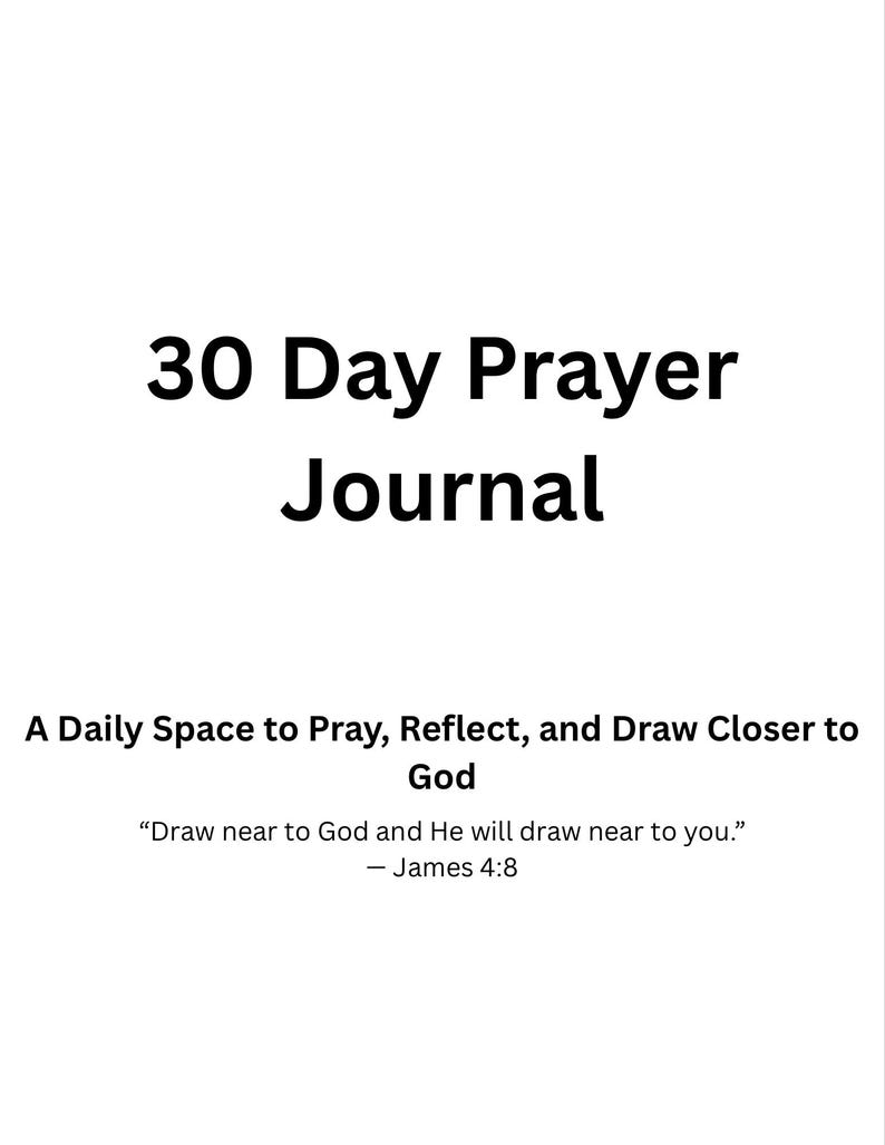 30 Day Prayer Journal Printable Christian Prayer Journal Bible ...