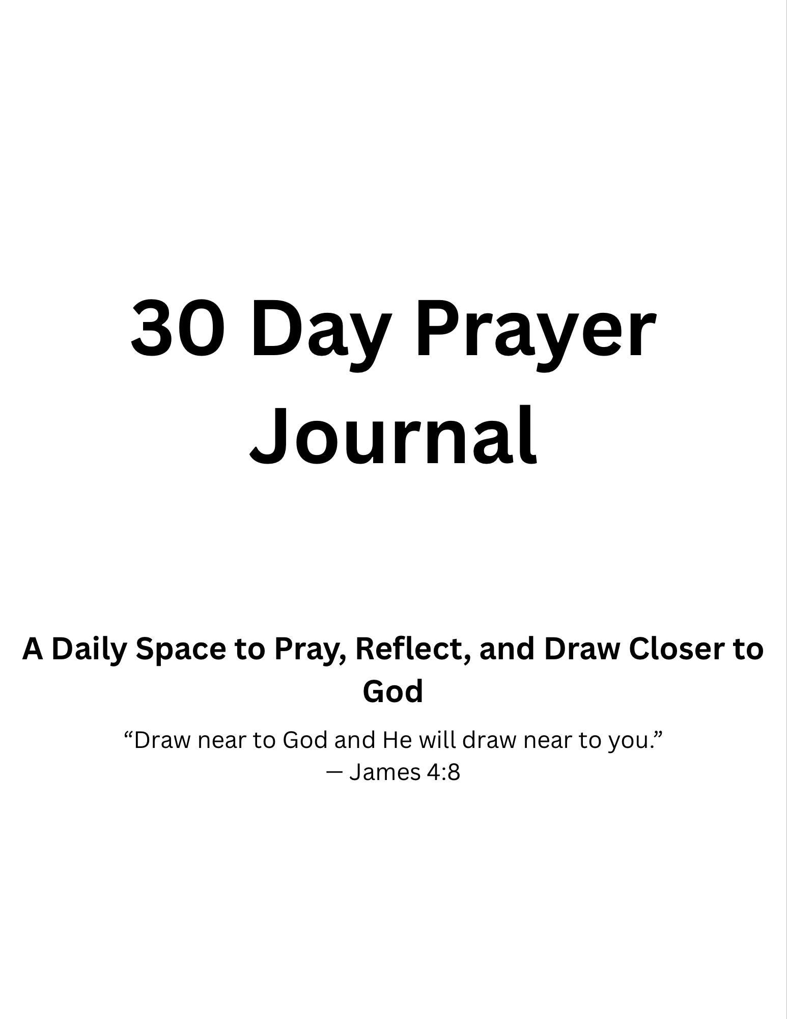 30 Day Prayer Journal Printable Christian Prayer Journal Bible ...