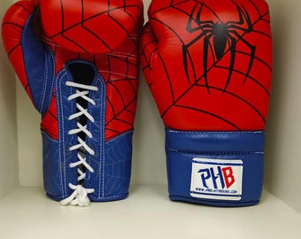Red Blue Boxing Gloves, Lace Up Boxing Gloves, Training & Sparring Gloves, Custom Boxing Gear