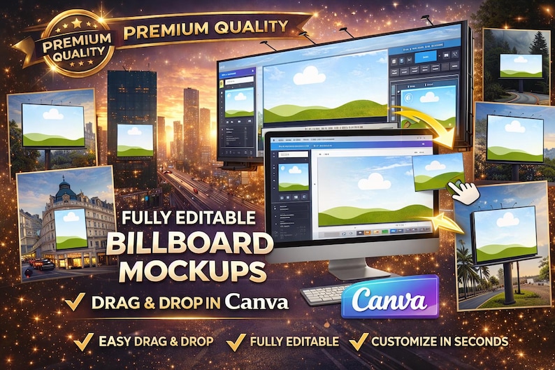 Billboard Mockup Canva Template | Outdoor Advertising Display ...
