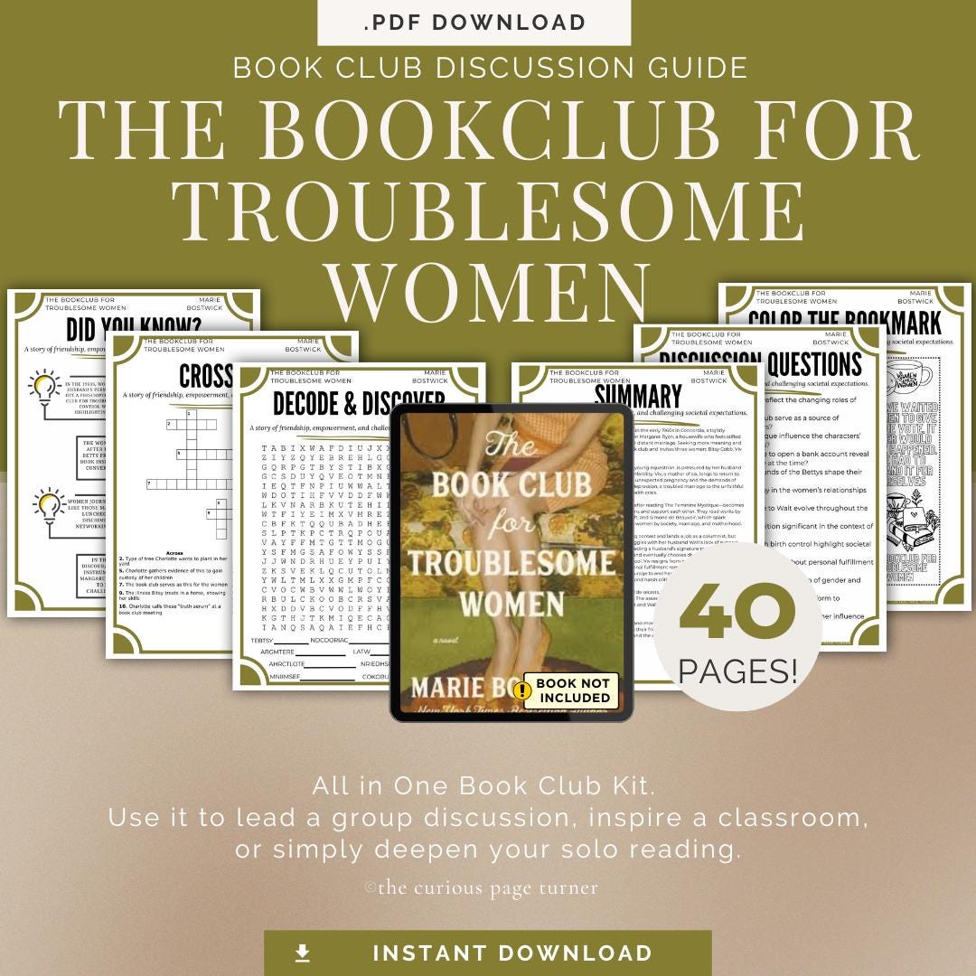 The Bookclub for Troublesome Women by Marie Bostwick Book Club ...