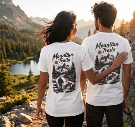Mountain Trails T-Shirt, Hiking Graphic Tee, Outdoor Adventure Shirt