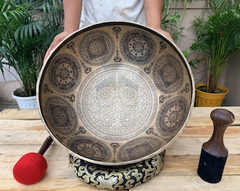 Buddha Feet Singing Bowl - Extra Large Tibetan Standing Sound Bath Bowl, Nepal Bronze