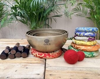 Handmade Antique KASA 7-Chakra Singing Bowl Set | Full Master Notes (CDEFGAB)