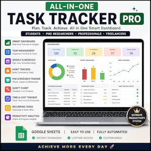 Aufgabentracker Tabelle, Excel Aufgabentracker, Google Sheets Aufgabentracker, Projektmanagement Vorlage, Teamplaner ADHD Tool