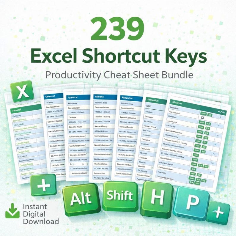 239 Excel Shortcut Keys Cheat Sheet | Excel Keyboard Shortcuts Guide ...
