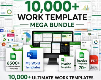 Paquete de más de 10 000 plantillas de panel de control de Excel / Hojas de cálculo para KPI, finanzas, ventas, contabilidad y negocios / Descarga digital