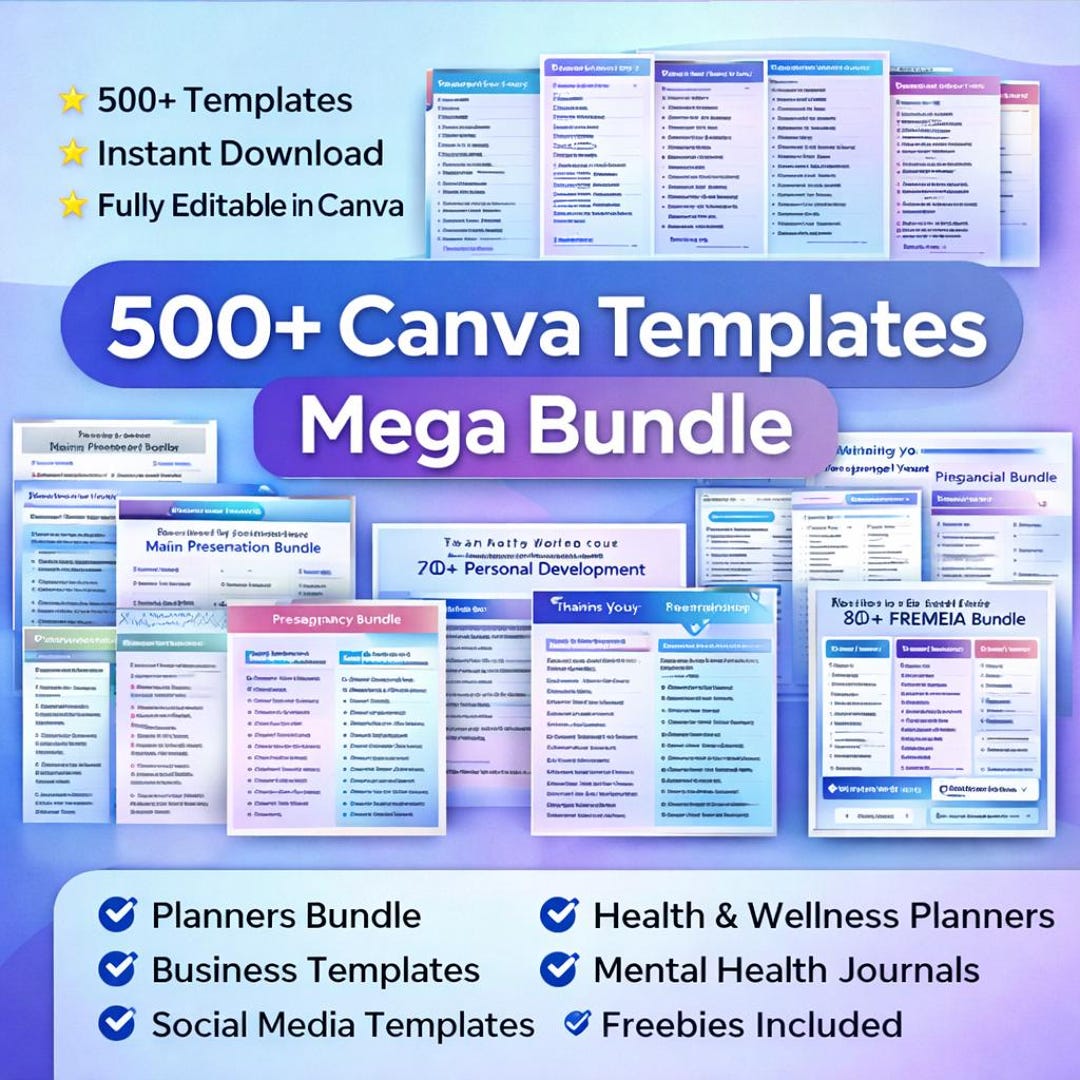 500+ Canva Templates Mega Bundle, Planner Templates, Business Planner ...