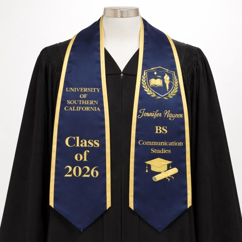 Graduation Torch Custom Your Design Text Logo Graduation Stole, Personalized Name Logo ...