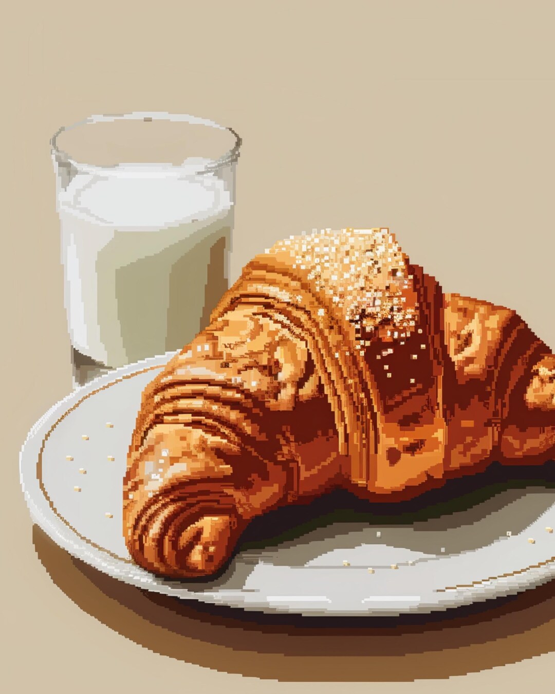 Pixel Croissant Wall Art Printable, Bakery Kitchen Decor, Breakfast ...