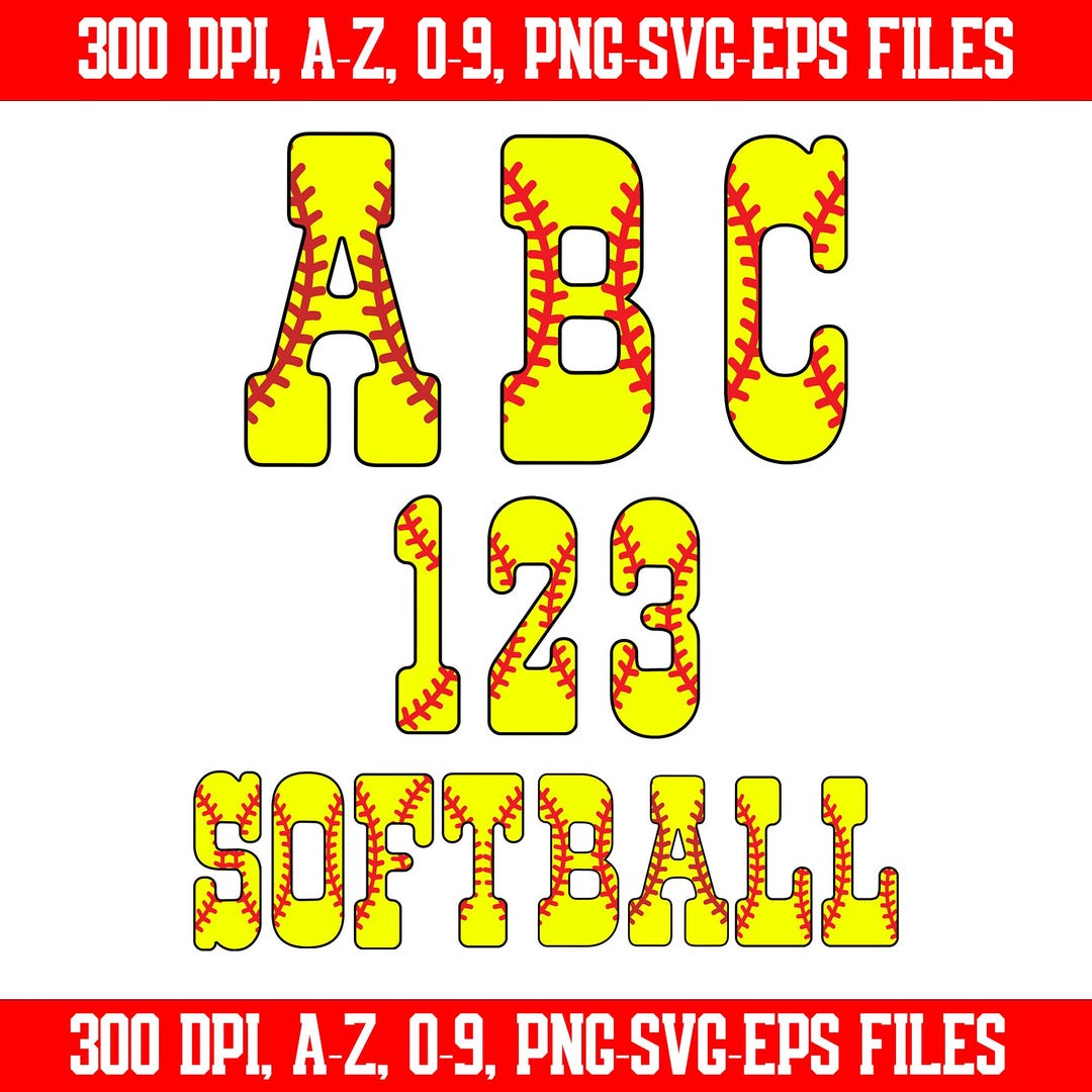 Varsity Softball Lettering Softball Alphabet PNG, Distressed Softball Font PNG, Softball Team ...
