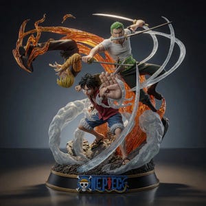 Halmhatt Trio STL-fil Rooftop Alliance Diorama Staty