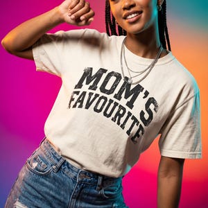 Comfort Colors Unisex Moms Favorite Shirt, Funny Mothers Day Shirt, Favorite Daughter Son Tee, Retro Graphic Tee Gift