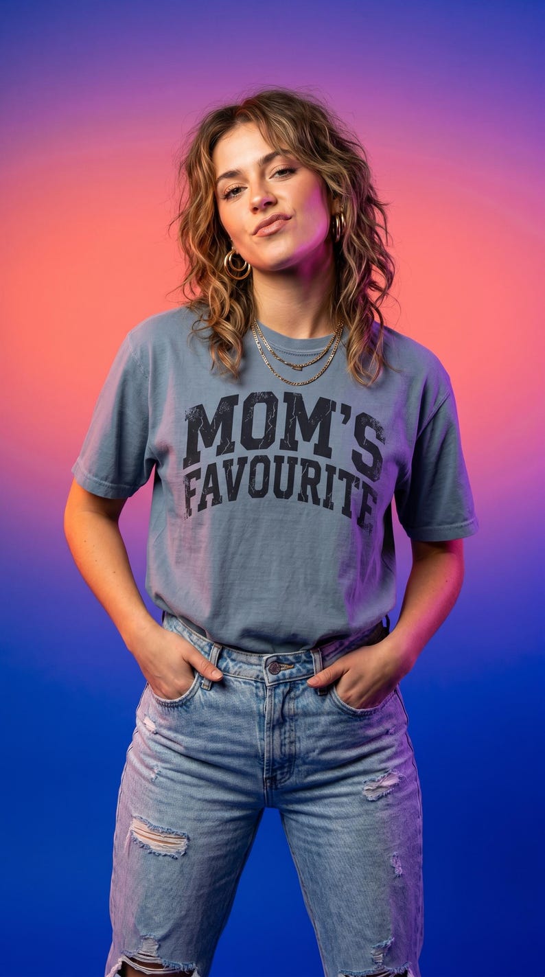 Comfort Colors Unisex Moms Favorite Shirt, Funny Mothers Day Shirt, Favorite Daughter Son Tee, Retro Graphic Tee Gift
