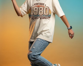 Viral Custom 80s Tee, Vintage 1980 Retro Vibes T-Shirt, Sunset Stripes Graphic Tee