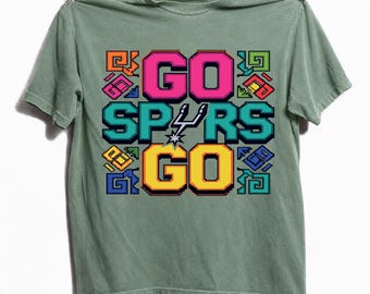 Comfortkleuren vintage shirt Go Spur Go, T-shirt basketbalfan San Antonio, shirt Spur Game Day, retro basketbalteamgeest cadeau