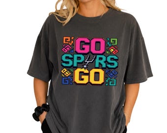 Comfortkleuren vintage shirt Go Spur Go, T-shirt basketbalfan San Antonio, shirt Spur Game Day, retro basketbalteamgeest cadeau