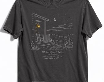 The Porch Light Comfort Colors® T-Shirt, NK Indie Folk Inspired Tee, Leave The Light On, The Divide Tour Merch