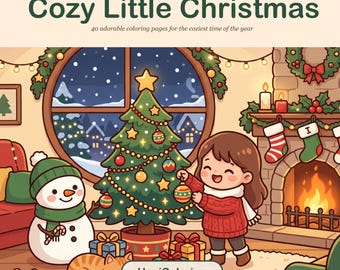 Printable Christmas Coloring Pages with 40 Cozy Snowmen, Santas and Reindeer, Instant PDF Download