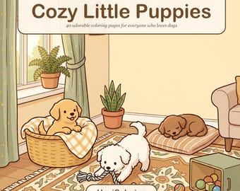Printable Dog Coloring Pages with 40 Cozy Puppies and Sleepy Moments, Instant PDF Download
