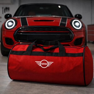 Rhinos Autostyling Boot Tidy Organiser – Red Leather Storage Bag For Mini Countryman – Collapsible & Portable