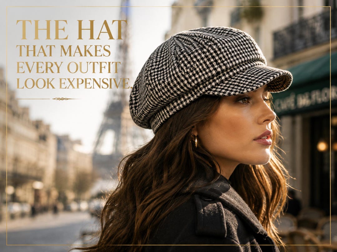 Vintage Houndstooth Newsboy Cap for Women | Luxury Parisian 