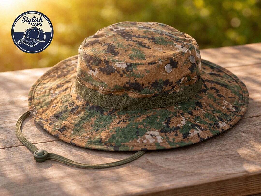 Outdoor Bucket Hat | Wide Brim, Adjustable Strap, Breathable Cotton ...
