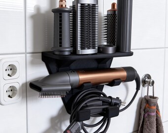 Soporte de pared Dyson Airwrap: organizador para el moldeador y los accesorios, almacenamiento que ahorra espacio en el baño, configuración minimalista, fabricado en Alemania.